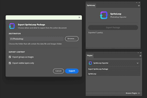 SpriteLoop exporter interface in Photoshop