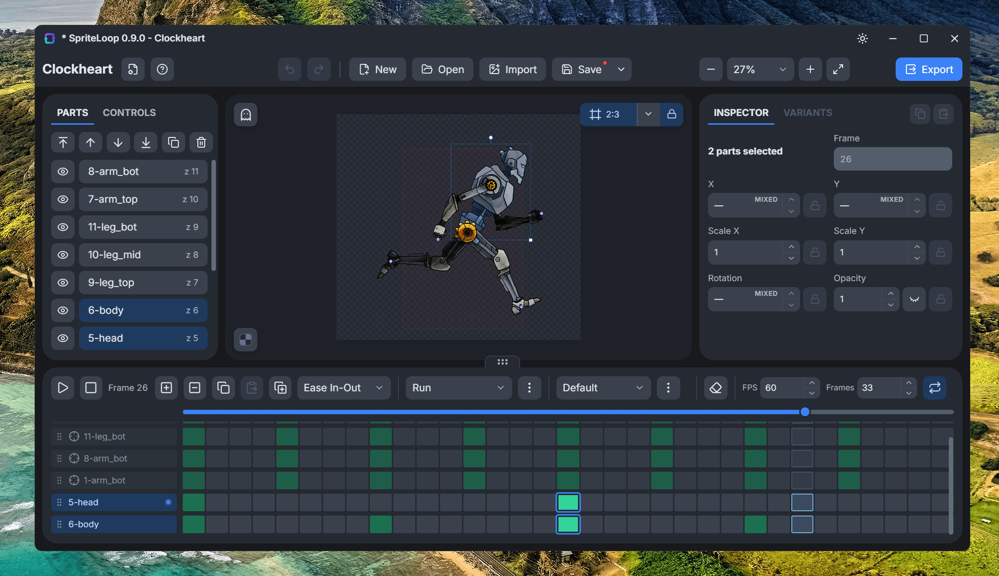 Animation editing in SpriteLoop