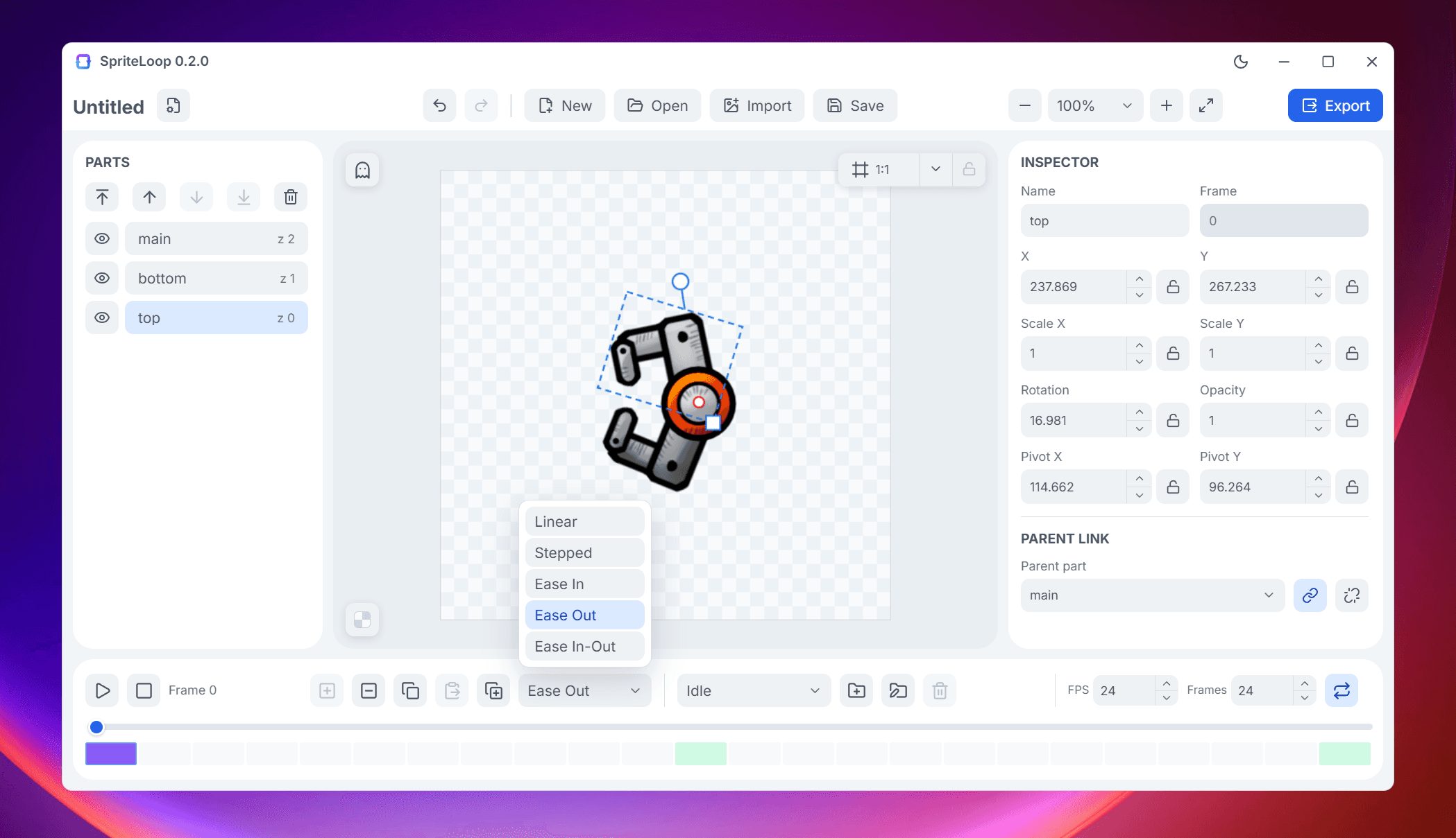 Animation and export controls in SpriteLoop