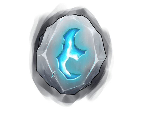 A rare cyan crescent rune