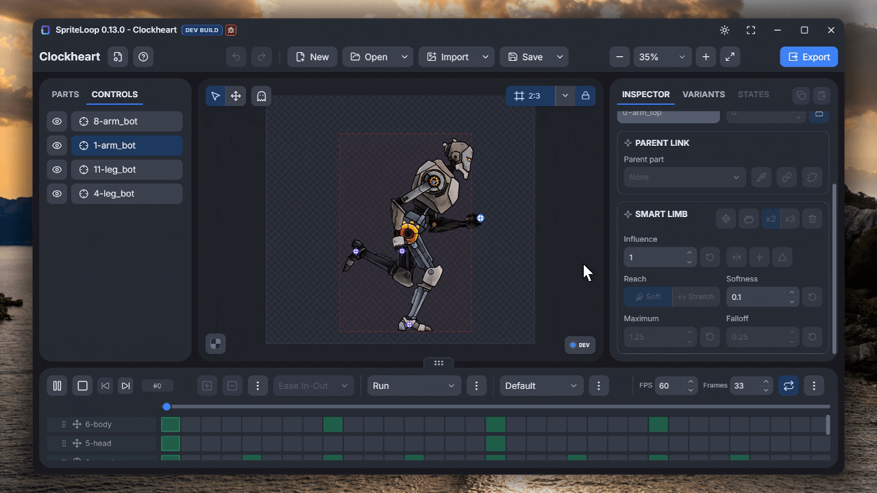 A SpriteLoop animation running in a game
